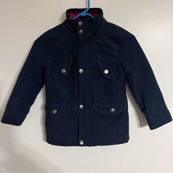 Boys Urban Republic 2008 Wool Blend Peacoat Zip & Snap Closure Size 5/6 Navy - Picture 2 of 10